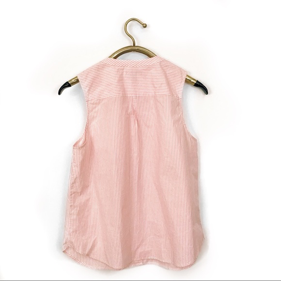 J crew Pink Tall Striped Top With Gingham Bib top - Picture 6 of 7